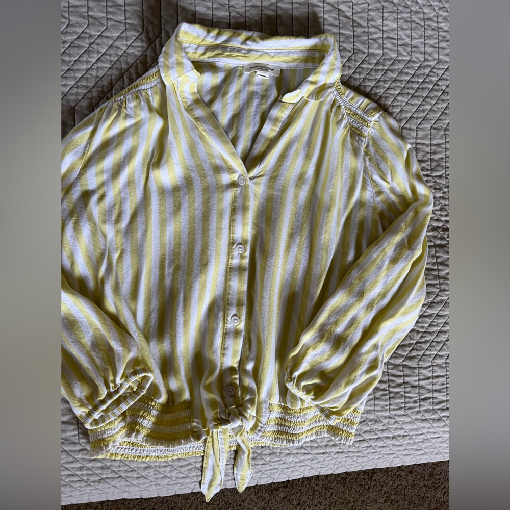 Beachlunchlounge Lemon and White Striped Shirt